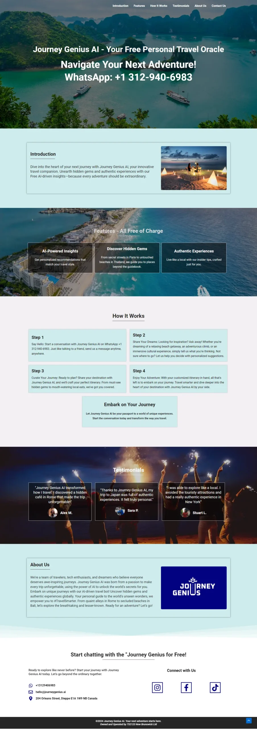 landing page about travel