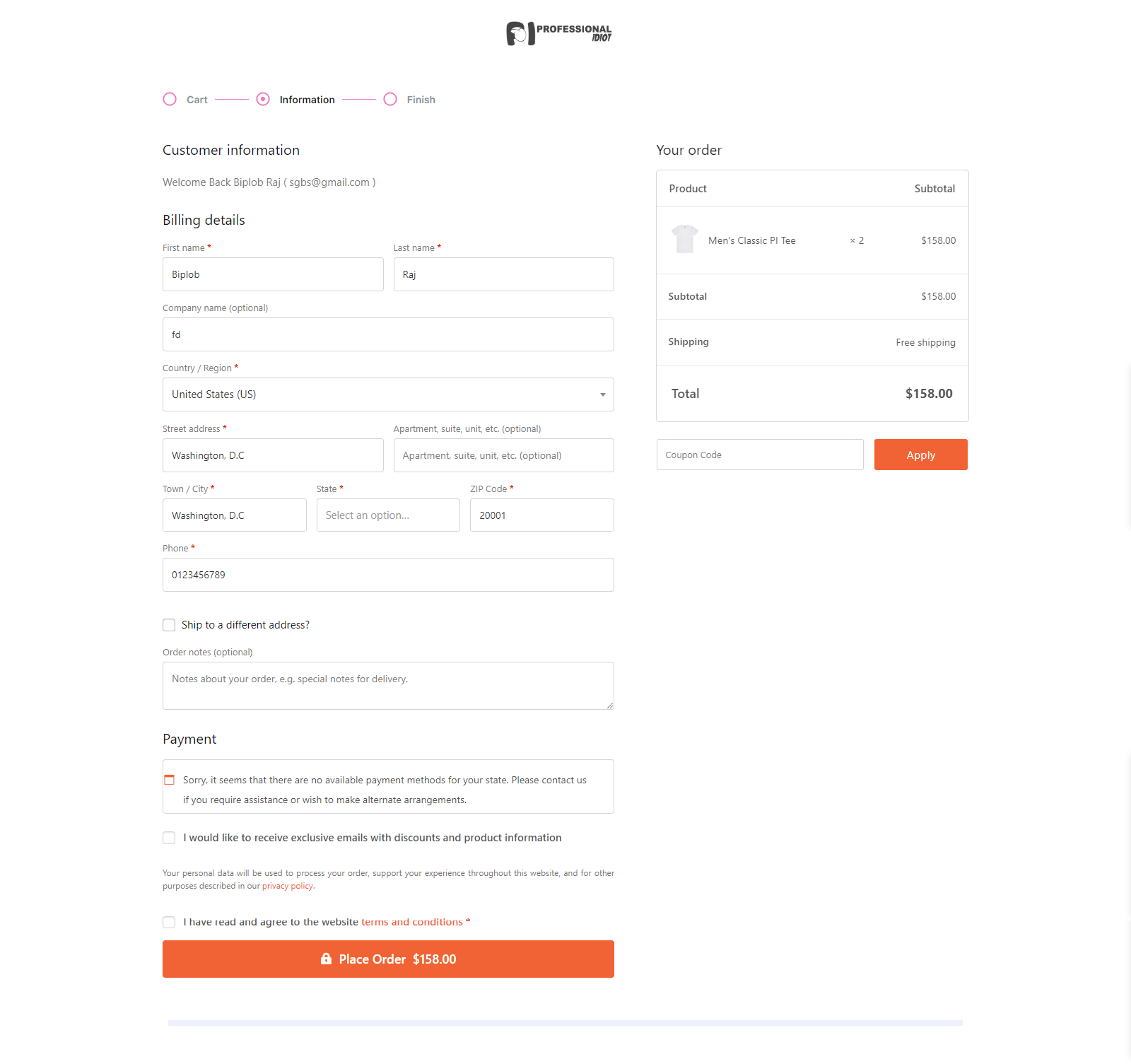 customisation checkout page eCommerce website